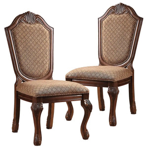 Chateau De Ville Side Chair Dining Dinner (Set-2) in Fabric & Cherry Acme Furniture