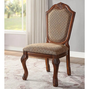Chateau De Ville Side Chair Dining Dinner (Set-2) in Fabric & Cherry Acme Furniture