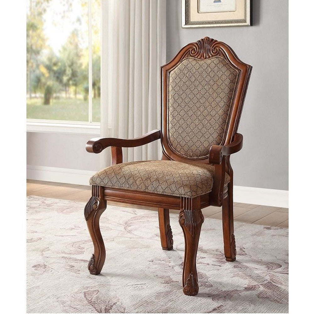 Chateau De Ville Arm Chair Dining (Set-2) in Fabric & Cherry