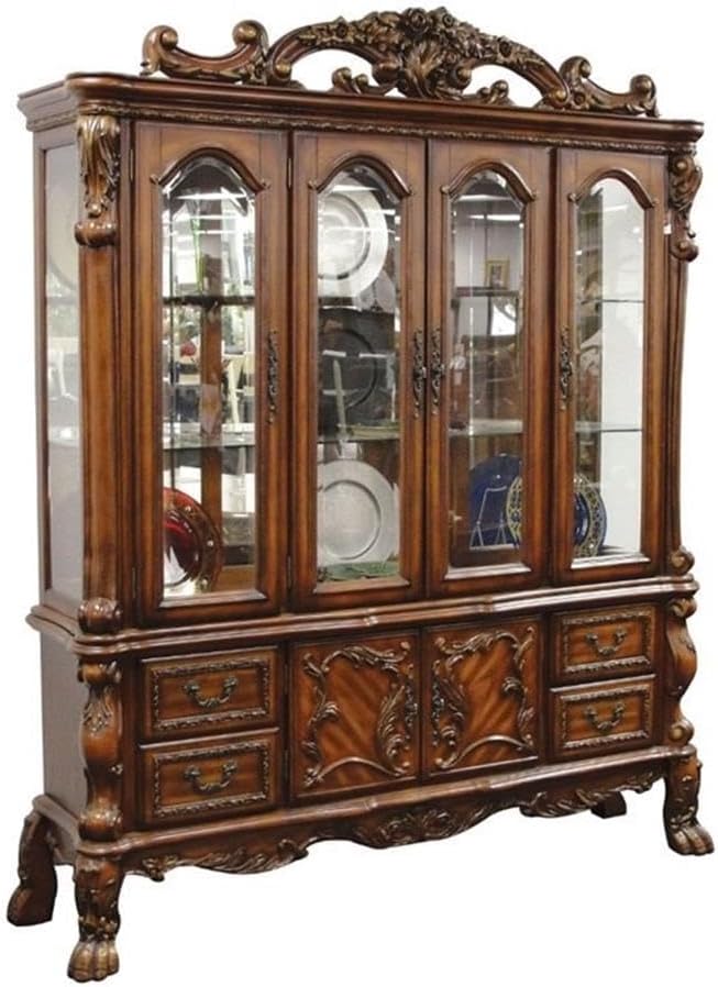 Dresden 4-Door Hutch and Buffet with 4 Drawers in Cherry Oak Display Cabinet
