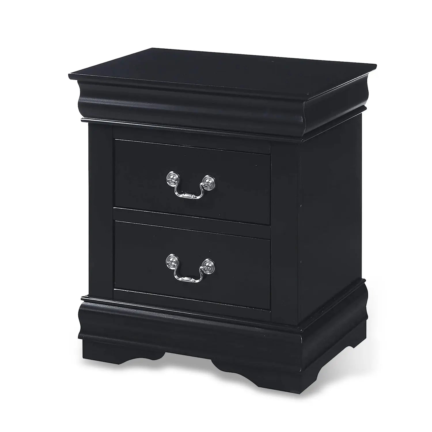 Louis Philippe III Nightstand with 2 Drawers Sleek Metal Hardware French Back Design Acme Furniture