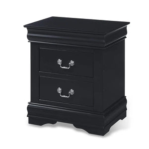 Louis Philippe III Nightstand with 2 Drawers Sleek Metal Hardware French Back Design Acme Furniture