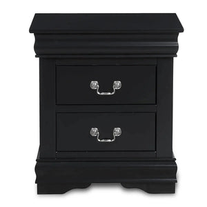 Louis Philippe III Nightstand with 2 Drawers Sleek Metal Hardware French Back Design Acme Furniture