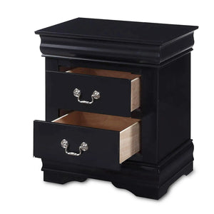Louis Philippe III Nightstand with 2 Drawers Sleek Metal Hardware French Back Design Acme Furniture