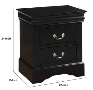 Louis Philippe III Nightstand with 2 Drawers Sleek Metal Hardware French Back Design Acme Furniture