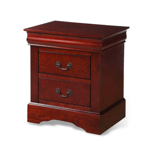 Louis Philippe III Nightstand with 2 Drawers Sleek Metal Hardware French Back Design Acme Furniture