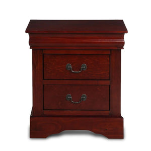 Louis Philippe III Nightstand with 2 Drawers Sleek Metal Hardware French Back Design Acme Furniture