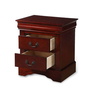 Louis Philippe III Nightstand with 2 Drawers Sleek Metal Hardware French Back Design Acme Furniture
