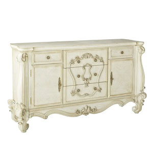 Baroque Bone White 5-Drawer 2-Door Dresser - Poplar & Aspen Wood with Scrolled Legs Acme Furniture