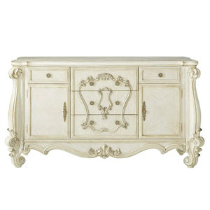 Baroque Bone White 5-Drawer 2-Door Dresser - Poplar & Aspen Wood with Scrolled Legs Acme Furniture