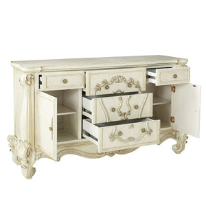 Baroque Bone White 5-Drawer 2-Door Dresser - Poplar & Aspen Wood with Scrolled Legs Acme Furniture