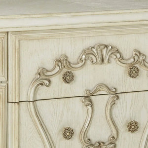Baroque Bone White 5-Drawer 2-Door Dresser - Poplar & Aspen Wood with Scrolled Legs Acme Furniture