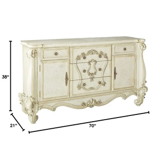 Baroque Bone White 5-Drawer 2-Door Dresser - Poplar & Aspen Wood with Scrolled Legs Acme Furniture