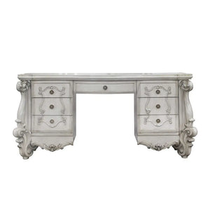 Baroque Bone White Vanity Set with Mirror and Stool - Poplar & Aspen Wood with Scrolled Legs Acme Furniture