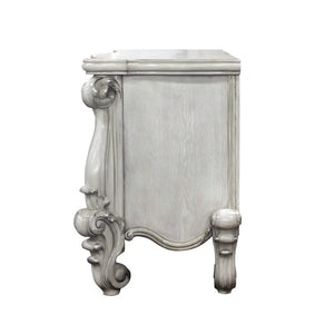 Baroque Bone White Vanity Set with Mirror and Stool - Poplar & Aspen Wood with Scrolled Legs Acme Furniture