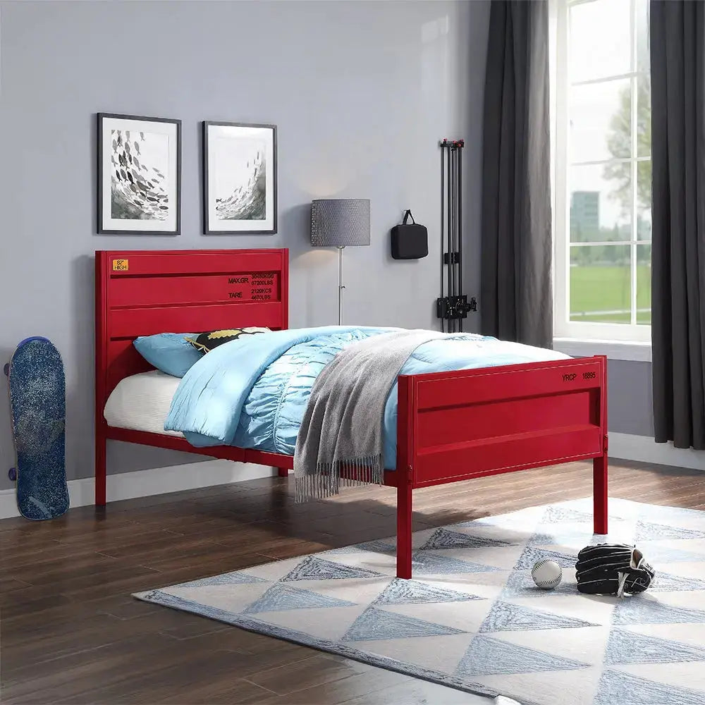 Cargo Youth Metal Full Size Bed Frame with Container Style, Panel Headboard Acme Furniture