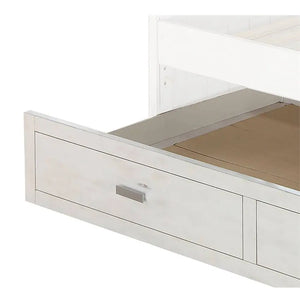 Tree House Wooden Frame Twin Bed in Weathered White and Washed Gray - Playful Design with Trundle Acme Furniture