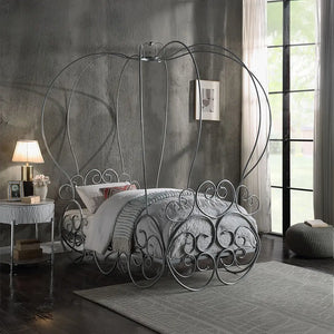 Priya Twin Bed with Canopy in Silver - Pumpkin Carriage Design for Kids Acme Furniture