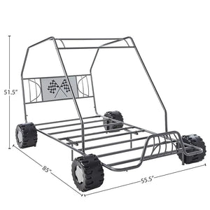 Xander Go Kart Twin Bed in Gunmetal- Metal Tube Steel Frame with Slat System for Kids Acme Furniture
