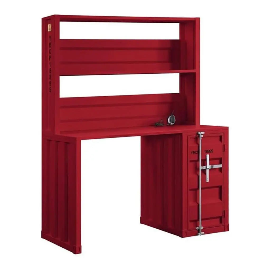 Cargo Metal Frame Writing Computer Desk and Hutch with Storage Base Shopmurai