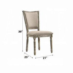 Gabrian Upholstered Dining Side Chair Set of 2 in Reclaimed Gray - High Back Padded Design Acme Furniture
