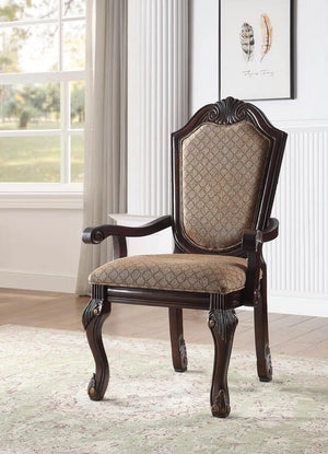 Chateau De Ville Arm Chair Dining (Set-2) in Fabric & Espresso Acme Furniture