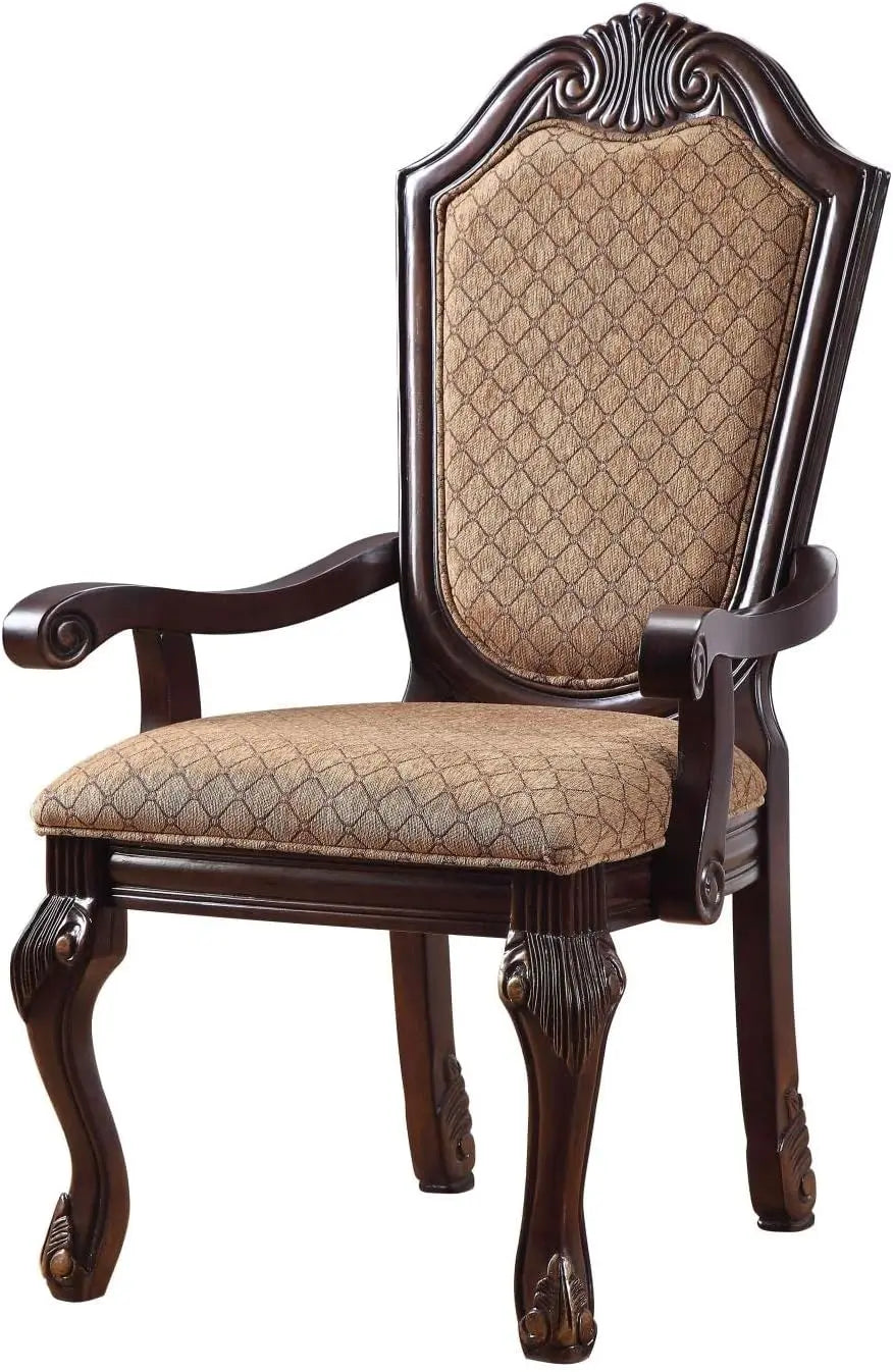 Chateau De Ville Arm Chair Dining (Set-2) in Fabric & Espresso Acme Furniture