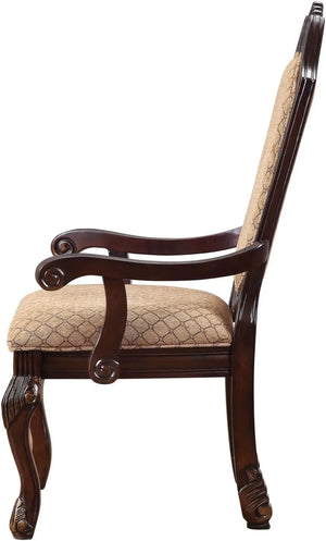 Chateau De Ville Arm Chair Dining (Set-2) in Fabric & Espresso Acme Furniture