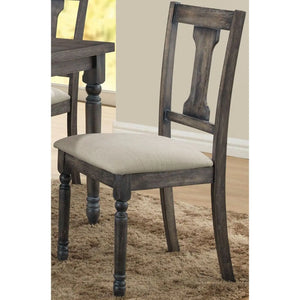 Wallace Wooden Dining Side Chair Set of 2 in Tan and Weathered Gray - Padded Linen Seats Acme Furniture