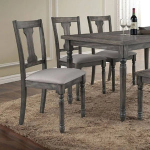 Wallace Wooden Dining Side Chair Set of 2 in Tan and Weathered Gray - Padded Linen Seats Acme Furniture