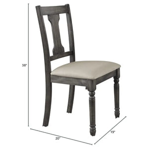Wallace Wooden Dining Side Chair Set of 2 in Tan and Weathered Gray - Padded Linen Seats Acme Furniture