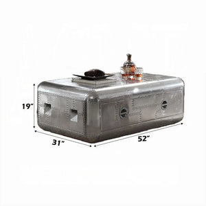 Brancaster Aluminum Aviator Coffee Table - Modern Vintage Trunk Style with Storage Drawer Acme Furniture
