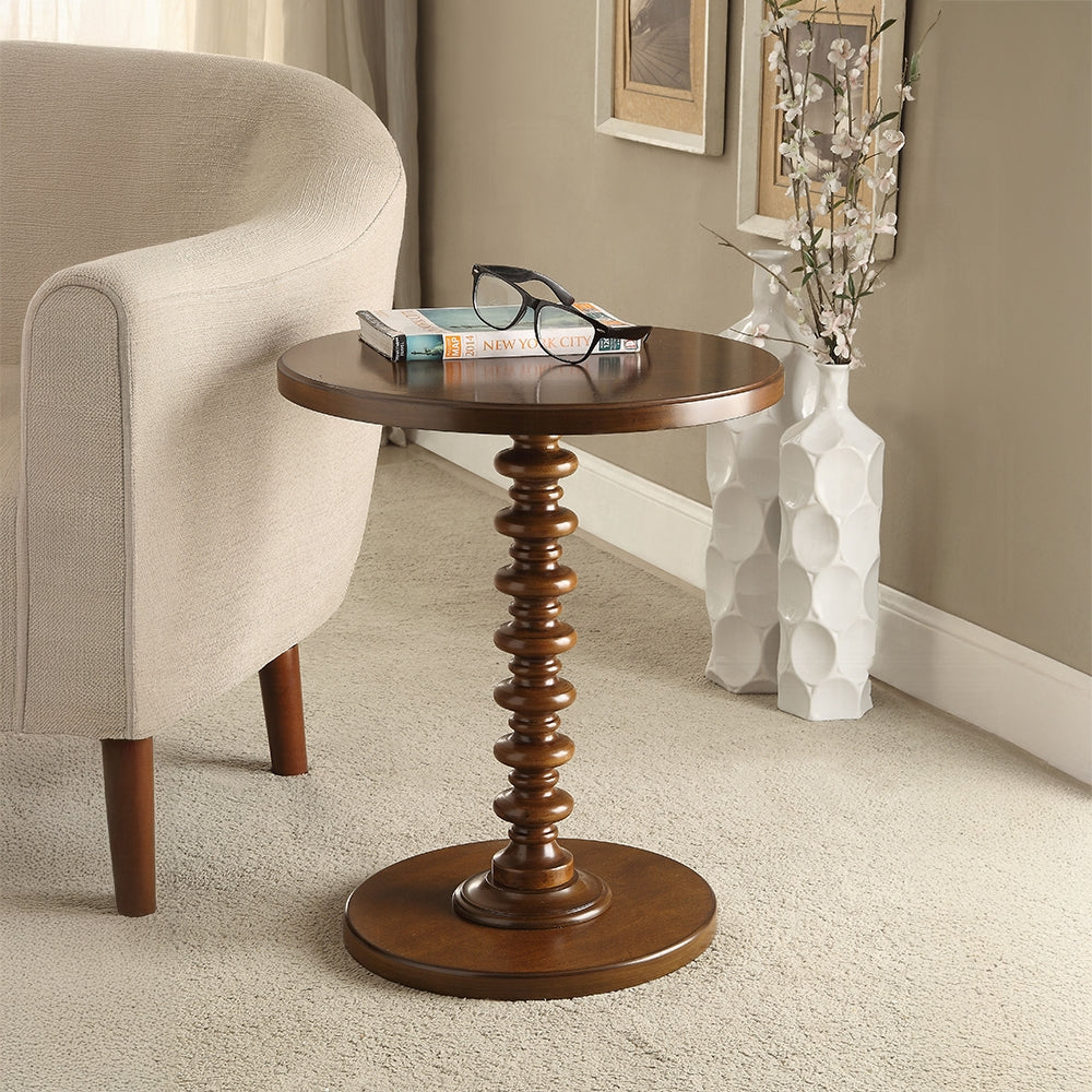 Acton Accent Table - Round Wooden Pedestal Side Table