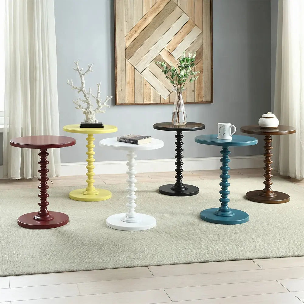 Acton Accent Table - Round Wooden Pedestal Side Table Acme Furniture