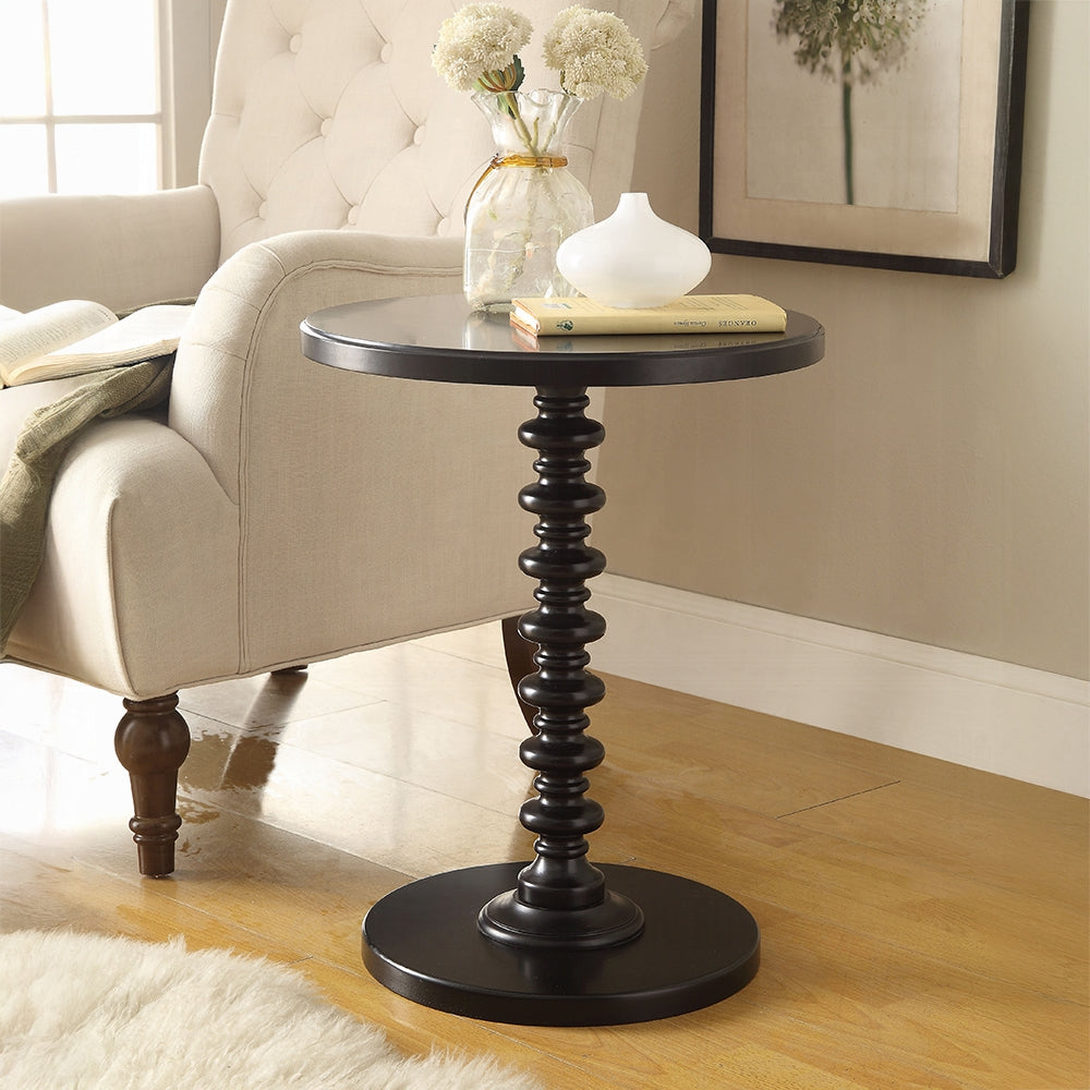 Acton Accent Table - Round Wooden Pedestal Side Table