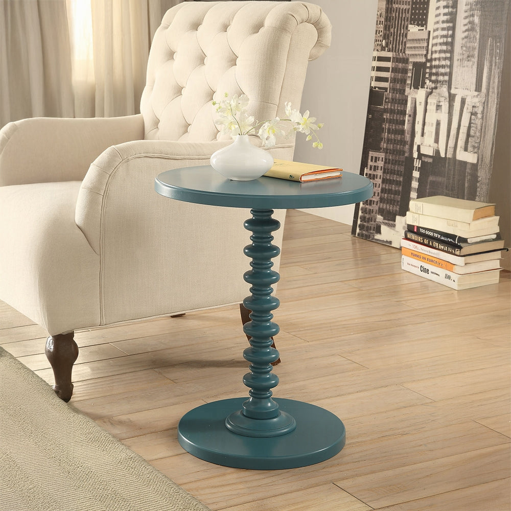 Acton Accent Table - Round Wooden Pedestal Side Table