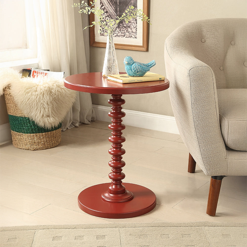 Acton Accent Table - Round Wooden Pedestal Side Table