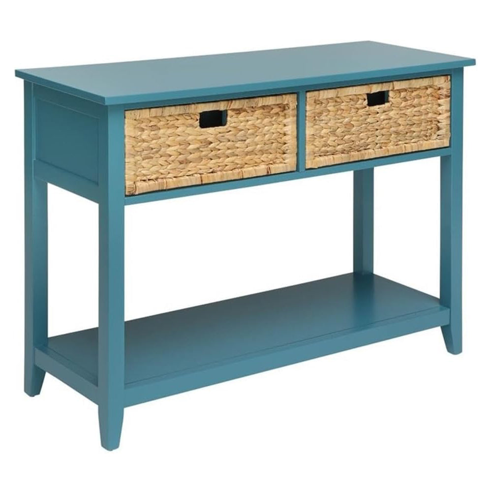 Flavius 2-Drawer Wooden Console Table 2 basket drawer with Open Shelf Space