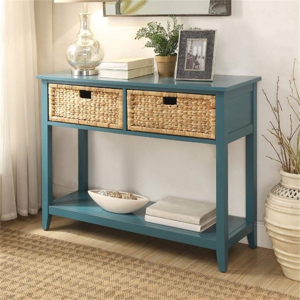 Flavius 2-Drawer Wooden Console Table 2 basket drawer with Open Shelf Space