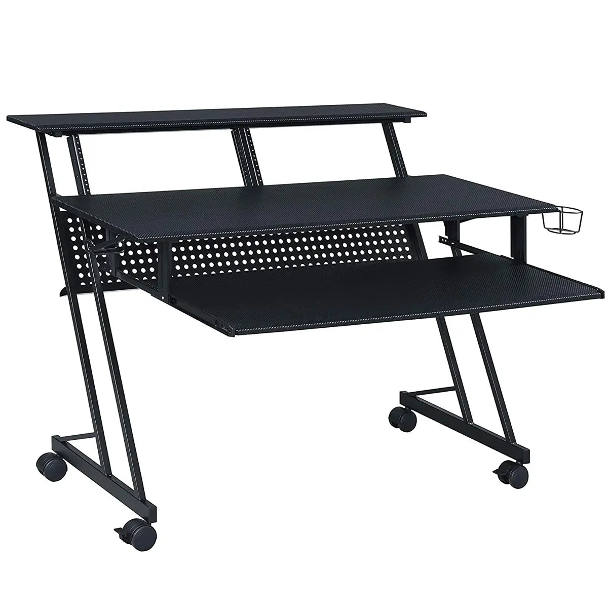 Suitor Wooden Top Music Recording Studio Desk with Keyboard Tray Black Acme Furniture