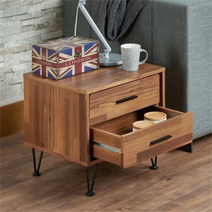 Deoss Wooden Rectangular 2-Drawer Nightstand with V Shaped Legs Acme Furniture