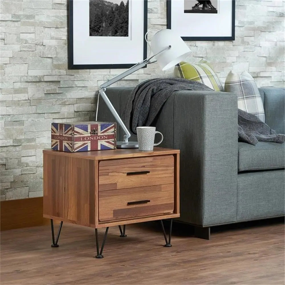 Deoss Wooden Rectangular 2-Drawer Nightstand with V Shaped Legs Acme Furniture