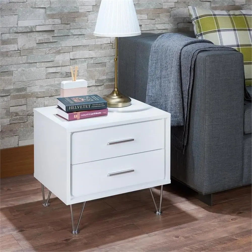 Deoss Wooden Rectangular 2-Drawer Nightstand with V Shaped Legs Acme Furniture