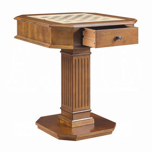 Bishop Game Table in Cherry Finish with 3-in-1 Reversible Game Tray and Fluted Pedestal Acme Furniture