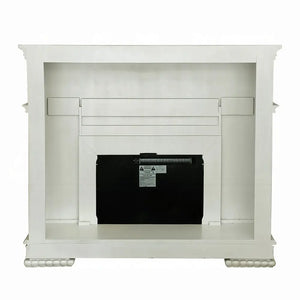 Baroque Bone White Electric Fireplace - 59" with Remote Control and Realistic Flames Acme Furniture