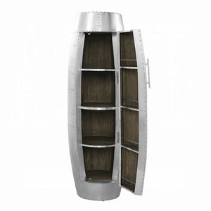 Brancaster Aluminum and Wood Accent Cabinet - Industrial Aviator Bar Cabinet with Storage Shelves Acme Furniture