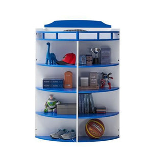 Neptune Wooden Twin Over Twin Bunk Bed with Storage Shelves in Sky Blue - Boat-Shaped Acme Furniture