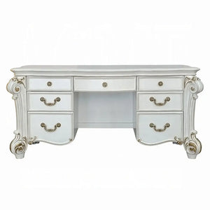 Baroque Bone White Vanity Desk - 65" with Scrolled Legs and Storage Drawers Acme Furniture