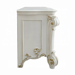 Baroque Bone White Vanity Desk - 65" with Scrolled Legs and Storage Drawers Acme Furniture