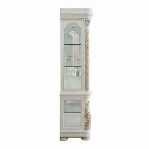 Baroque Bone White Curio Cabinet - 53" with Glass Doors and Touch Light Acme Furniture
